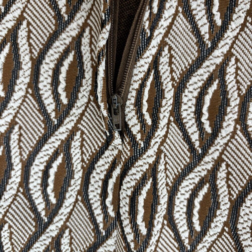 Vtg Womens Bleeker Street Brown Geometric Dress Sz 14 (M/L) Mod Mad Men Retro - Picture 8 of 16